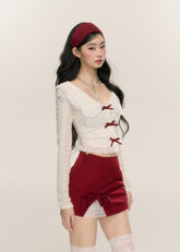 Lace Trim Slim Fit T-Shirt and skirt